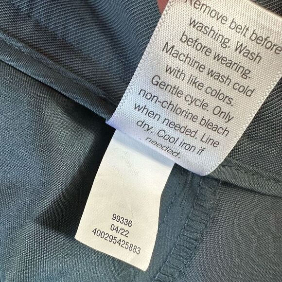 Nine West Teal Gray Tapered Leg Casual Cargo Pants w Self Tie Waist Womens XL - Picture 10 of 10